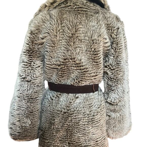 Vtg Faux Fur Old Money Mobwife Boho Glam Elegant Timeless Tie Belt  Coat M - Picture 5 of 8